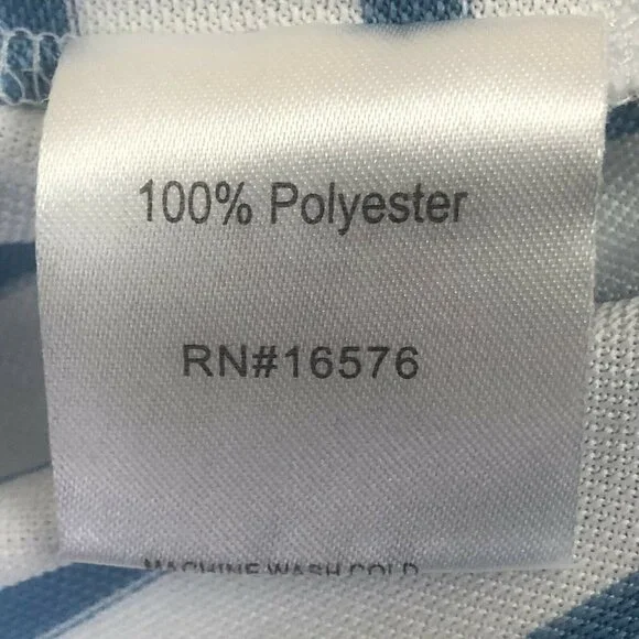 Arnold Palmer Polo Golf Shirt Medium White Blue Stripe Embroidered Umbrella Logo - Picture 9 of 9